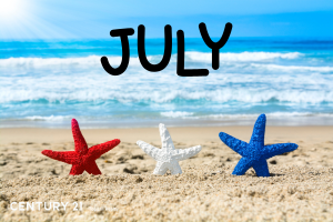 Picture of Red white & blue stars on the beach