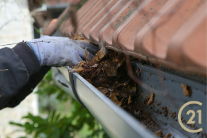 Picture of gutters being cleaned