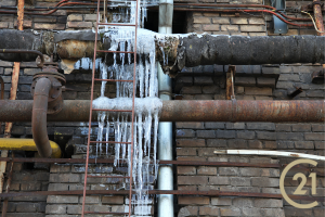 Picture of pipes frozen in the winter